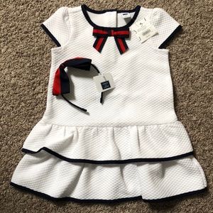 Janie and jack quilted white dress with bow